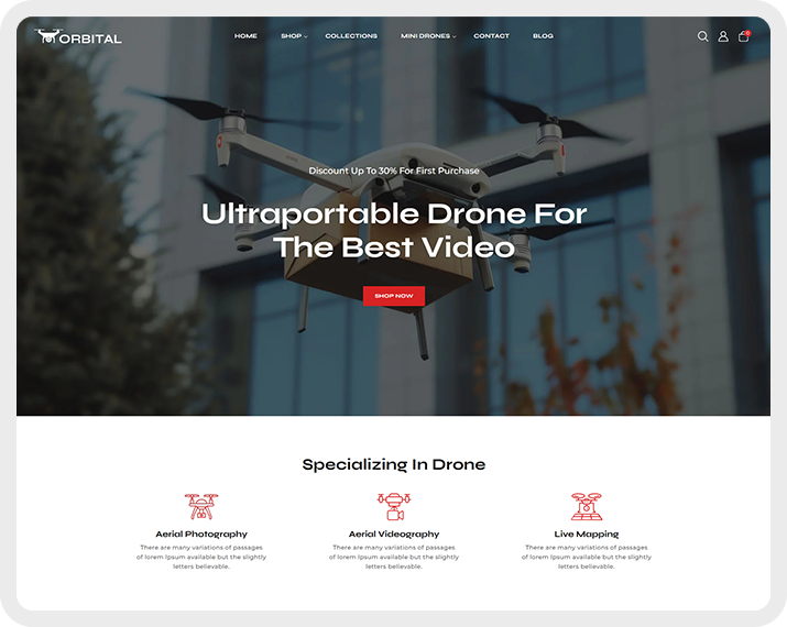 Orbital - Dronlar Tek Ürün Shopify 2.0 Duyarlı Tema